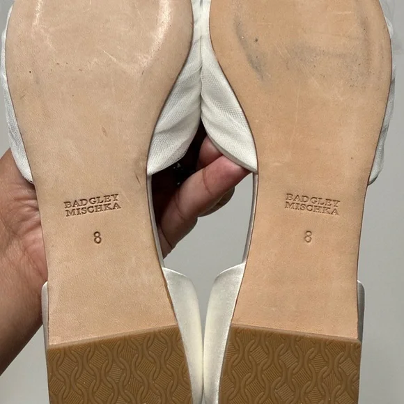 Badgley Mischka Fergie Tulle Pointed Toe Flats in Soft White Satin - Picture 16 of 17